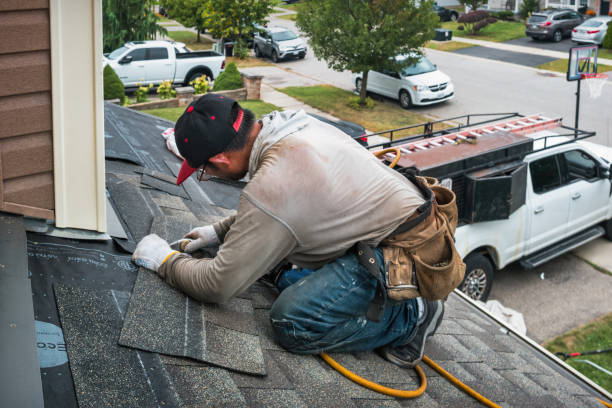 Professional Gutter Installation technician working in Highland, NY